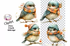Bird, Fall, Autumn, Ephemera, PNG, watercolor, Clipart Product Image 1
