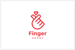 Monoline Finger Heart Gesture Logo Design Vector Product Image 1