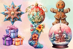 Beautiful Christmas Watercolor Clipart Bundle Product Image 2