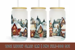Christmas night village 16oz Libbey Glass Can Tumbler Wrap Product Image 1