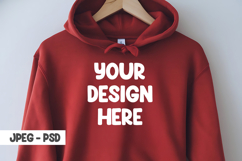 Hanging red hoodie mockup psd &amp; jpeg Product Image 1
