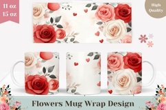 Watercolor Roses Mug Design, Watercolor Flowers Mug Wrap Product Image 1