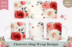 Watercolor Roses Mug Design, Watercolor Flowers Mug Wrap Product Image 1