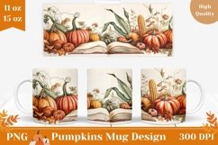 Fall Mug Wrap Design, Harvest Pumpkin Mug Sublimation Design Product Image 1