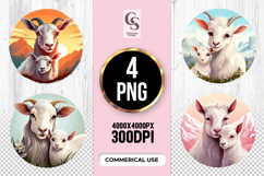 Goat Family Clipart Sublimation PNG Product Image 1