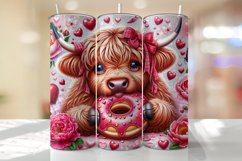 Highland Cow Valentine&#039;s Day Tumbler Wrap Sublimation Design Product Image 1