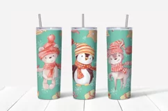 Christmas cute snowman Skinny tumbler wrap design Product Image 3