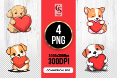 Cute Puppy Holding Heart Clipart Sublimation PNG Product Image 1