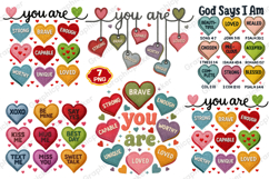 Crochet Valentine Candy Heart PNG, Faux Yarn You Are Enough Product Image 1