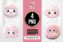 Cute Fluffy Pink Character Face PNG Product Image 1