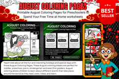 Printable August Coloring Pages for Kids back to school Product Image 1