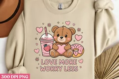 Love more worry less PNG, Cozy Valentine Sublimation P Product Image 1