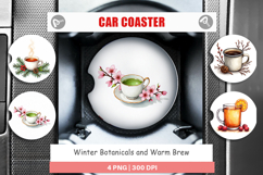 Winter Botanicals Brews Car Coaster Product Image 1