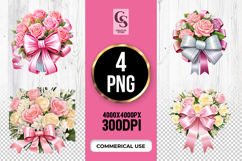 Elegant Floral Rose Bouquets Clipart Sublimation PNG Product Image 1