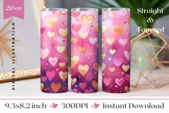 Pastel Pink Tumbler Sublimation, Valentine's Day Tumbler PNG Product Image 1