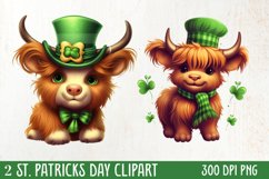 St Patricks Day Highland Cow Clipart, Highland Cow Clipart Product Image 1