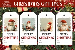 Cartoon Santa Claus Gift Tags, Christmas Product Tag Designs Product Image 1