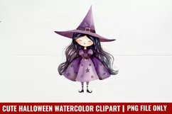Cute Halloween Watercolor Clipart PNG Product Image 2
