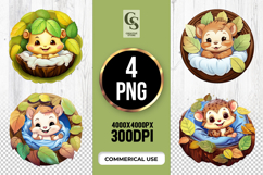 Cute Forest Baby Animal Clipart Sublimation PNG Product Image 1