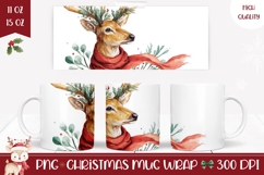 Watercolor Christmas Deer Mug, Christmas Animals Mug Product Image 1