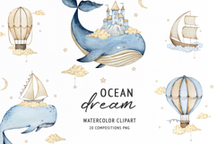 Watercolor Ocean Dreams Clipart Product Image 1