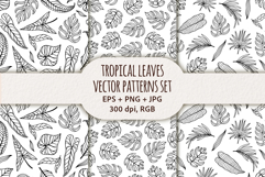 Tropical leaves, seamless vector patterns set Product Image 1