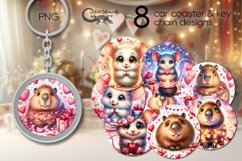 Valentine mouse &amp; capybara | car coaster &amp; key chain design Product Image 1
