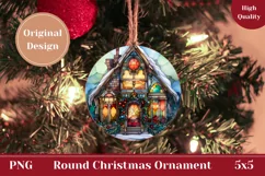 Stained Glass Christmas House Ornament, Christmas Ornament Product Image 1