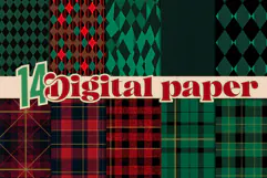 Christmas Plaid Digital Paper Product Image 1