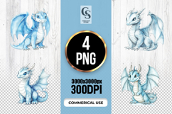 Cute Blue Baby Dragon Clipart Sublimation PNG Product Image 1