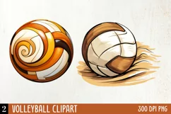 Volleyball Clipart Sublimation, Watercolor Clipart Product Image 1