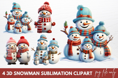 3D Snowman Sublimation Clipar Product Image 1