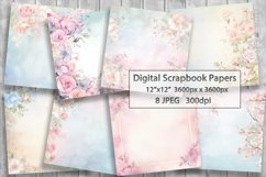 Floral Backgrounds. Watercolor Digital Scrapbooking Papers Product Image 1