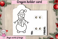 Christmas Snowman Coloring Card, Crayon Holder Card svg Product Image 2