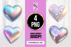 Glitter Hearts Rainbow Sparkle Hearts Clipart PNG Product Image 1