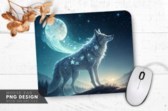 Celestial Wolf Under Moonlight Mouse Pad PNG Design Product Image 1