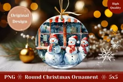 Watercolor Snowman Ornament, Christmas Village Sublimation Product Image 1