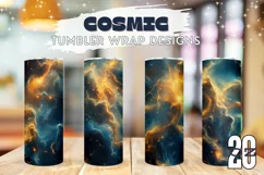 Cosmic Tumbler Sublimation, Gold Glitter Tumbler Design Product Image 1