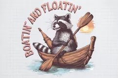 Retro Funny Raccoon Boatin and floatin Png Product Image 1