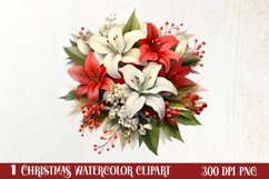 Christmas Flowers Watercolor Clipart, Christmas PNG Product Image 2