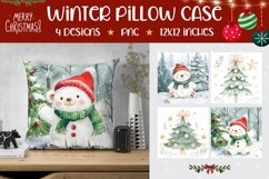 Watercolor Christmas Tree Pillowcase, Winter Pillow Case Product Image 1