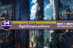 Futuristic City Background Digital Paper PNG Product Image 1