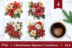Christmas Flowers Square Coasters, Christmas Flowers PNG Product Image 1