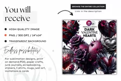 Dark valentine heart clipart, valentine Clipart, love PNG Product Image 2