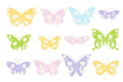 Set of decorative butterflies with spring tulip flowers. Product Image 1