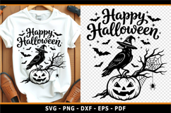 Happy Halloween sign, Crow SVG, Witch SVG, spooky, witchy Product Image 1