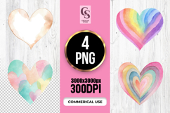 Watercolor Rainbow Heart Clipart Sublimation PNG Product Image 1