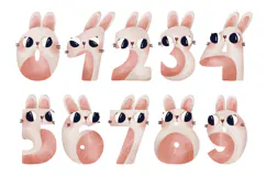 Bunny Numbers 0-9 Watercolor Clipart for Nursery Product Image 1