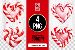 Candy Cane Heart Clipart Sublimation PNG Product Image 1