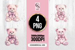 Cute Pink Teddy Bear with Bow Clipart Sublimation PNG Product Image 1